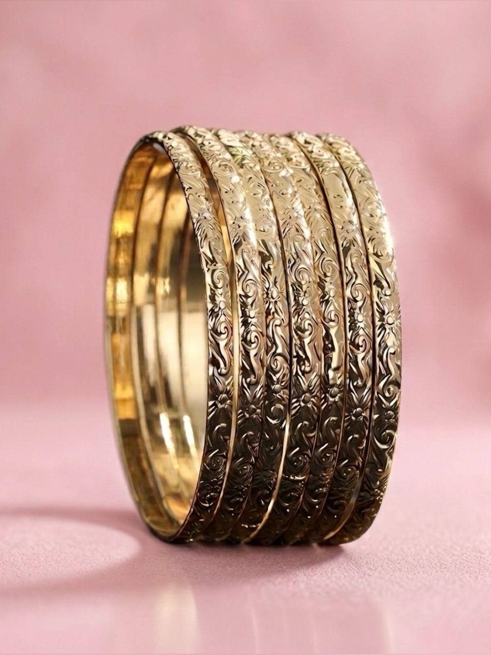 7Pc Hawaiian 14K Gold Plated Bangles